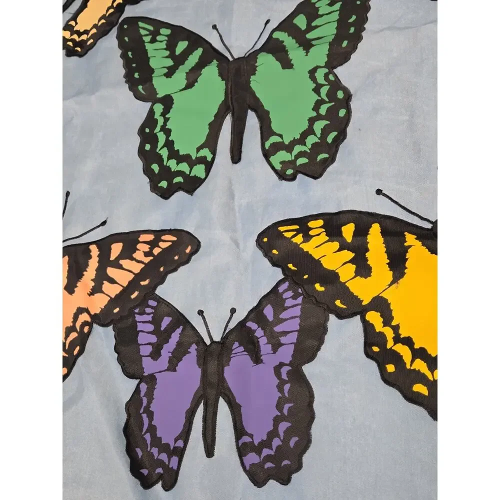 Cottage Garden Butterfly Blue Monarch Vtg XL Greeting Banner Welcome Spring...